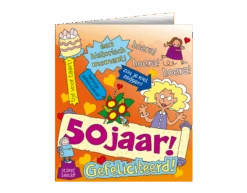 Verjaardagskaart 50 Jaar Vrouw Cartoon 16,5cm