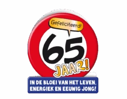 Verjaardagskaart 65 Jaar Verkeersbord 16,5cm
