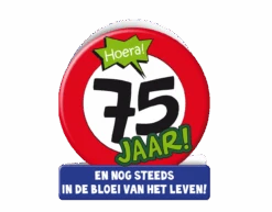 Verjaardagskaart 75 Jaar Verkeersbord 16,5cm