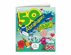 Verjaardagskaart Abraham Cartoon 16,5cm