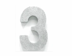 Zilver Tafeldecoratie Cijfer 3 Glitter 20,5cm