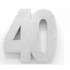 Zilver Tafeldecoratie Cijfer 40 Glitter 20,5cm
