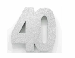 Zilver Tafeldecoratie Cijfer 40 Glitter 20,5cm