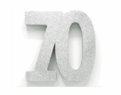 Zilver Tafeldecoratie Cijfer 70 Glitter 20,5cm
