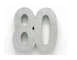Zilver Tafeldecoratie Cijfer 80 Glitter 20,5cm