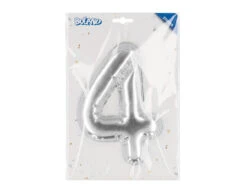 Zilveren 4 Jaar Stickers Folieballon 20cm -Feestspullen Winkel zilveren 4 jaar stickers folieballon 20cm 2