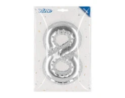 Zilveren 8 Jaar Stickers Folieballon 20cm -Feestspullen Winkel zilveren 8 jaar stickers folieballon 20cm 2