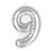 Zilveren 9 Jaar Stickers Folieballon 20cm