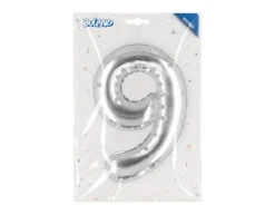 Zilveren 9 Jaar Stickers Folieballon 20cm -Feestspullen Winkel zilveren 9 jaar stickers folieballon 20cm 2