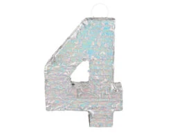 Zilveren Pinata 4 Jaar Holografisch 40cm