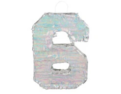 Zilveren Pinata 6 Jaar Holografisch 40cm